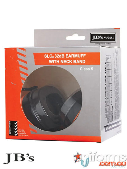 Boxed earmuffs with neckband for workwear and uniforms for noise protection