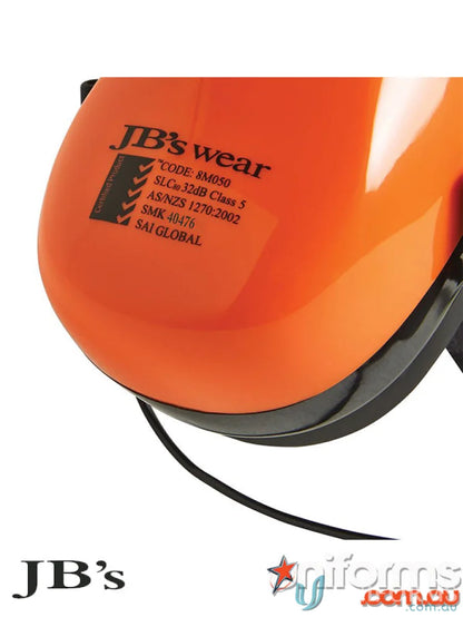 Orange earmuff with neckband ideal for work uniforms and workwear protection