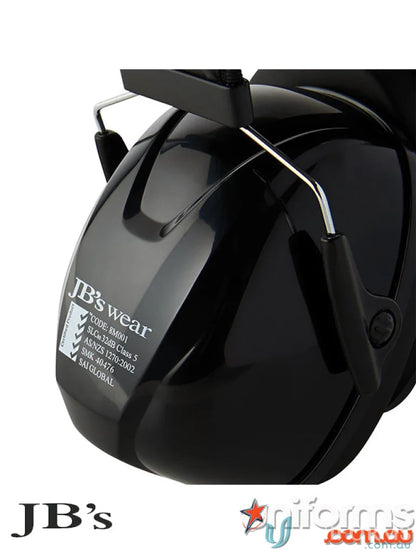 Black ear muffs with stainless steel headband for noise reduction at 32dB Supreme Ear Muffs