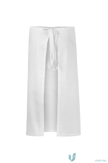 White 3QTR length apron with split front, herringbone tape ties, perfect for Workcraft Kitchen Hands