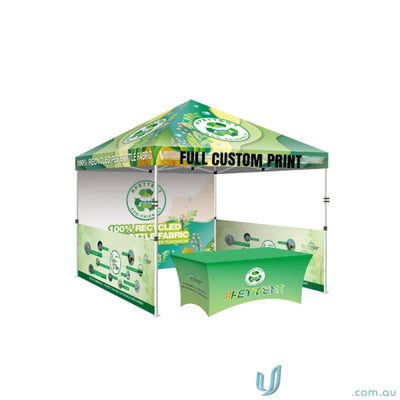 Printed promotional tent with table cover for events, ideal for uniforms and workwear branding