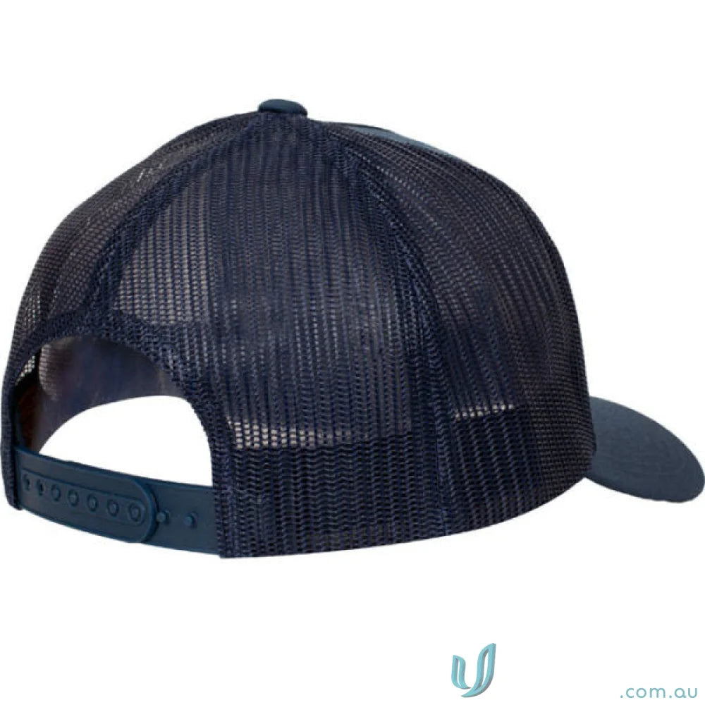 Dark blue mesh back panel trucker cap with adjustable snapback for ultimate style