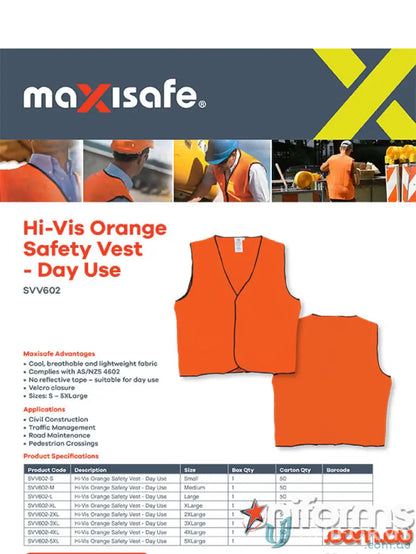 Hi-vis orange safety vest as part of workwear or work uniforms for safety
