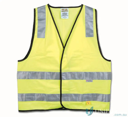 Yellow safety vest with reflective stripes, perfect for workwear and safety uniforms
