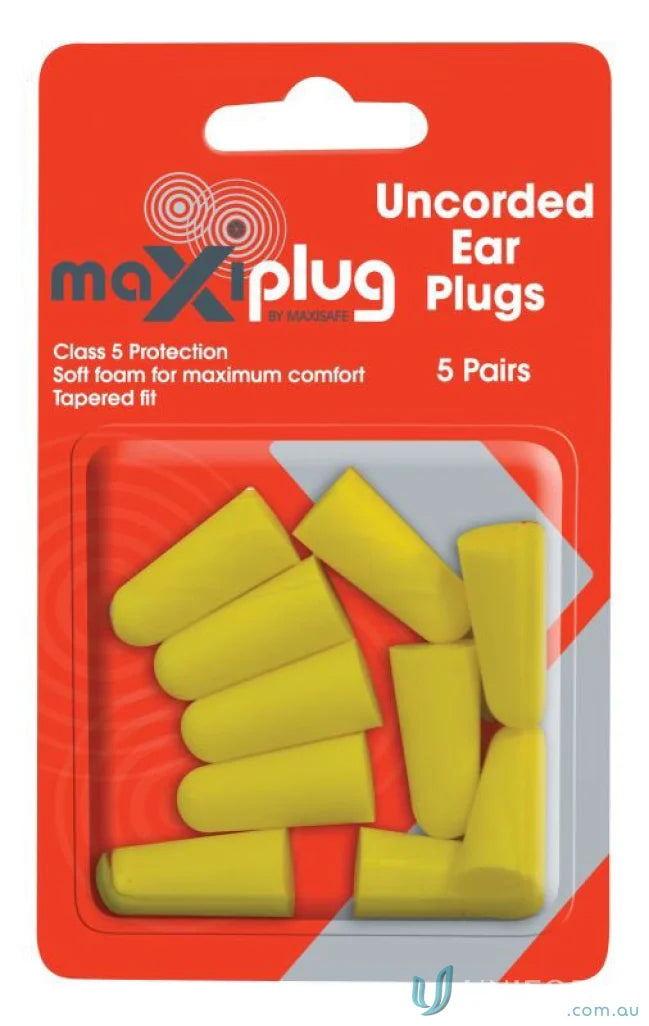 Yellow foam earplugs in blister pack for workwear and uniforms safety