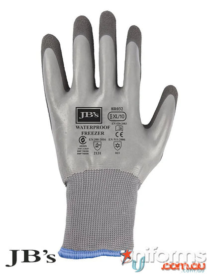 Gray waterproof latex freezer glove perfect for cold weather and work uniforms