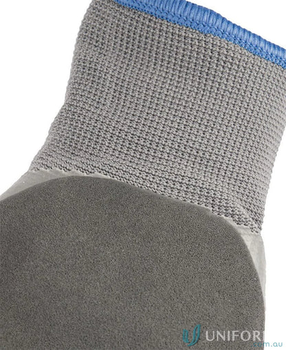 Gray work glove cuff with waterproof latex coating for cold environments and uniforms