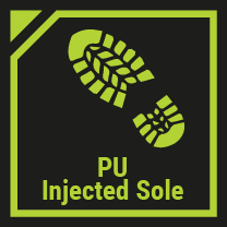 Footprint icon showing PU injected sole on Microfibre Lace Up Steel Toe Shoe for workwear