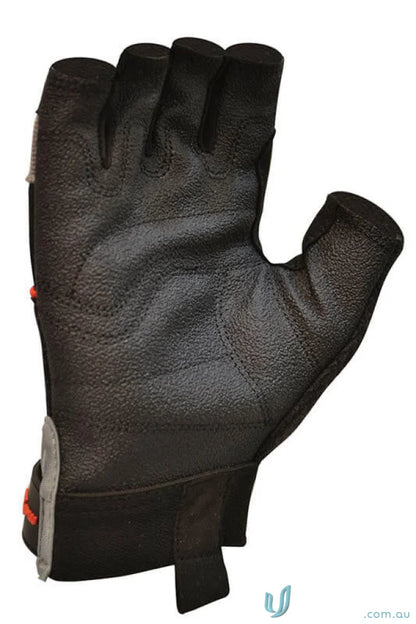 Black leather weightlifting glove from 6pk G-Force Grip mechanics gloves for industry and construction