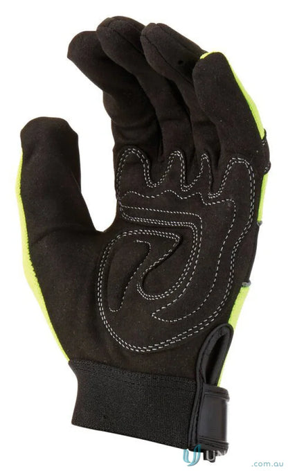 Black and yellow synthetic leather work glove for crafts from 6pk G-Force Hi-Vis Mechanics Glove