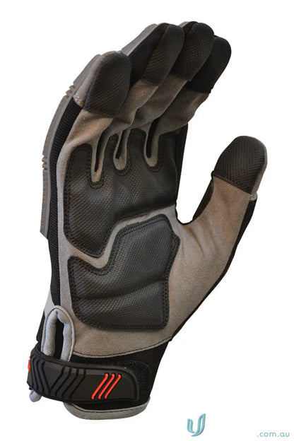 Gray and black work glove from G-Force Impact Mechanics heavy-duty workwear set