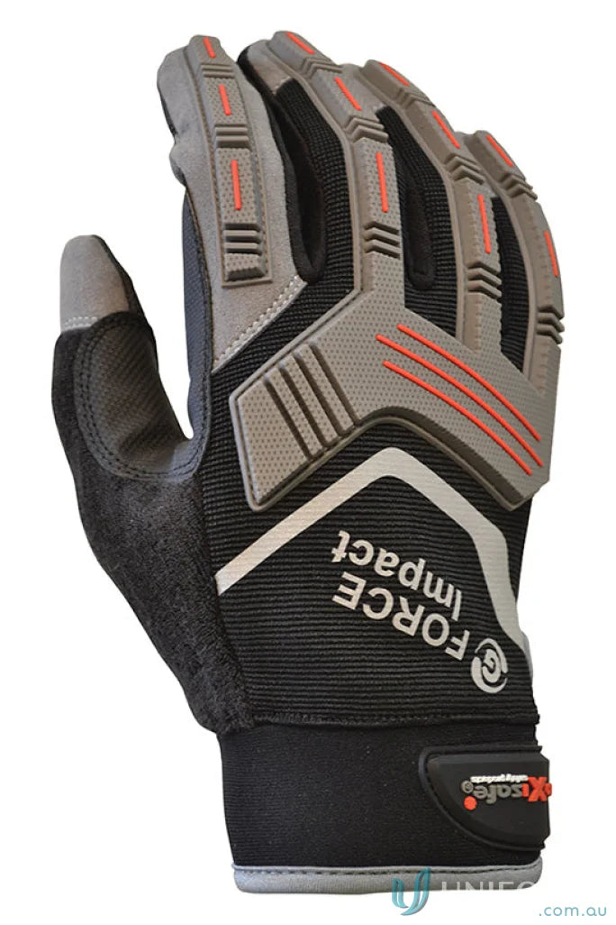 Gray and black G-Force Impact Mechanics heavy duty gel work glove for workwear or uniforms