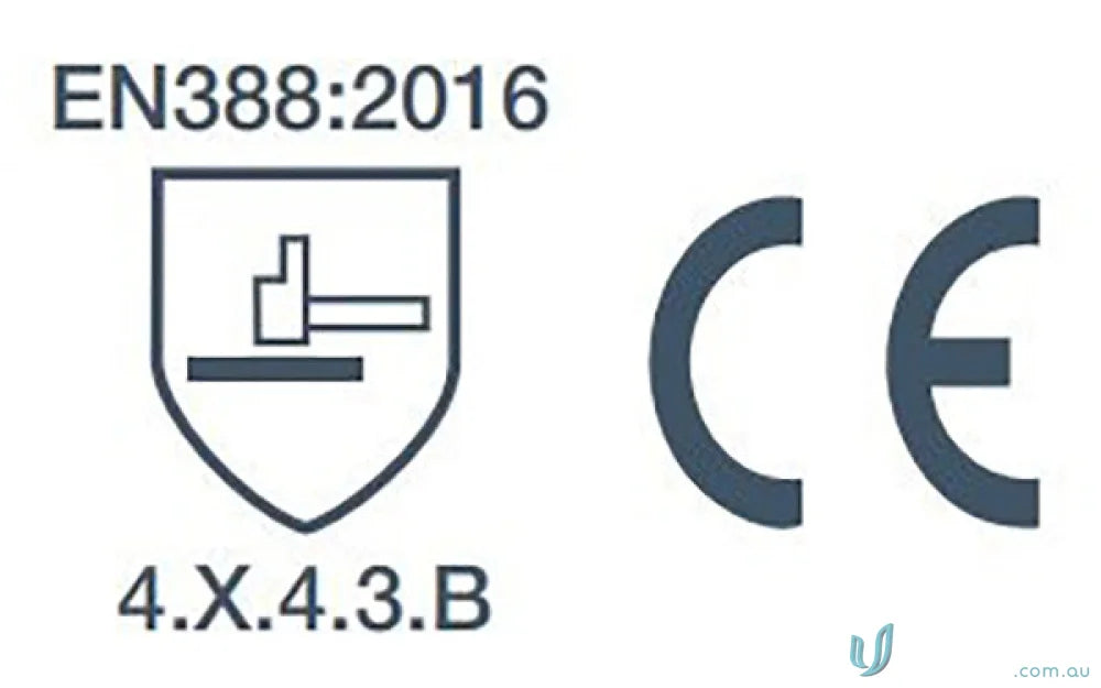 Safety certification symbols on G-Force Leather Mechanics Glove for industry handling