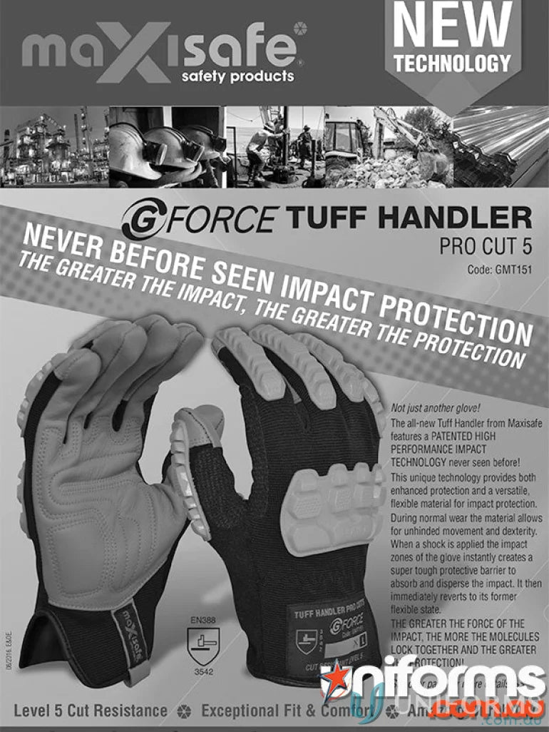 Protective Tuff Handler work gloves with leather palm for mechanics and workwear use