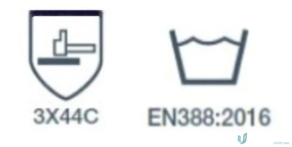 Safety icons on the 6PK G-Force Tuff Oiler Cut C Mechanics Glove with palm reinforced leather