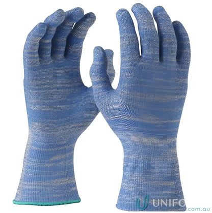 Pair of blue knit work gloves for cut resistance and tough workwear tasks