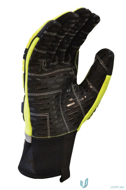 Black and yellow G-Force Xtreme Mechanics work glove for oil and workwear safety
