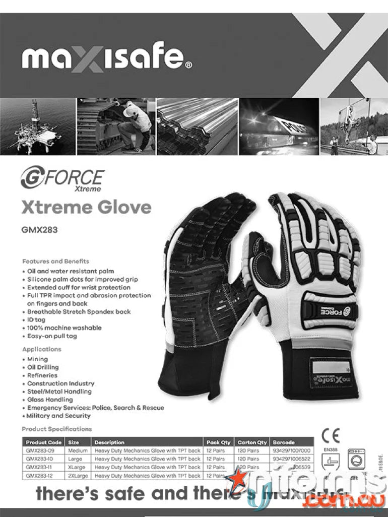 Heavy-duty mechanics gloves with TPT back perfect for oil and workwear tasks