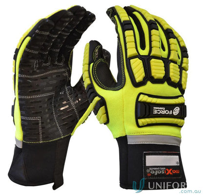 Pair of yellow and black work gloves from 6pk G-Force Xtreme Mechanics workwear set