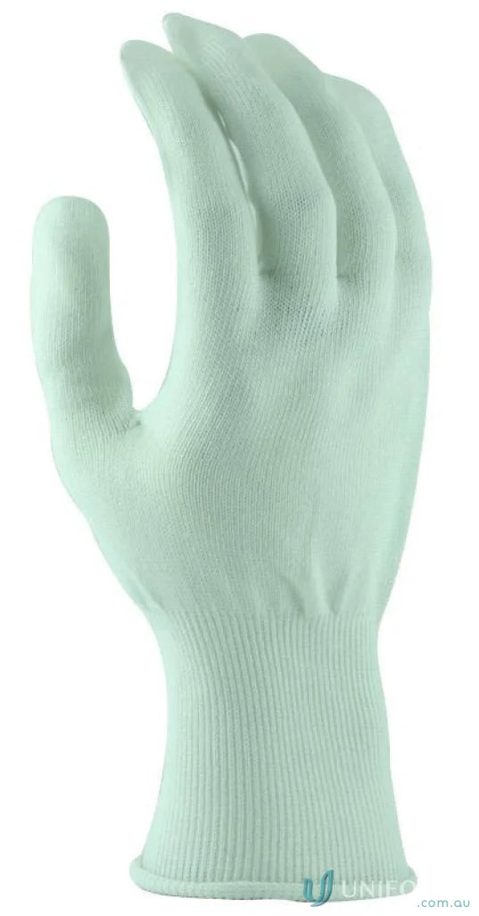 White protective glove from 6pk Microfresh Cut E White Food Grade Liner Glove for workwear