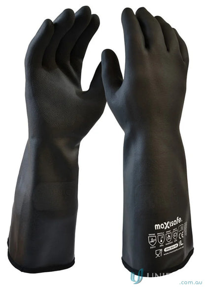 Black heat resistant neoprene workwear gloves for protective uniforms and safety tasks