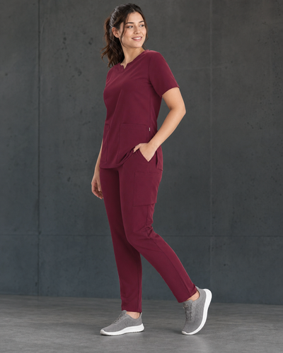 Avery Ladies Slim Leg Scrub Pant CSP943LL burgundy scrub set