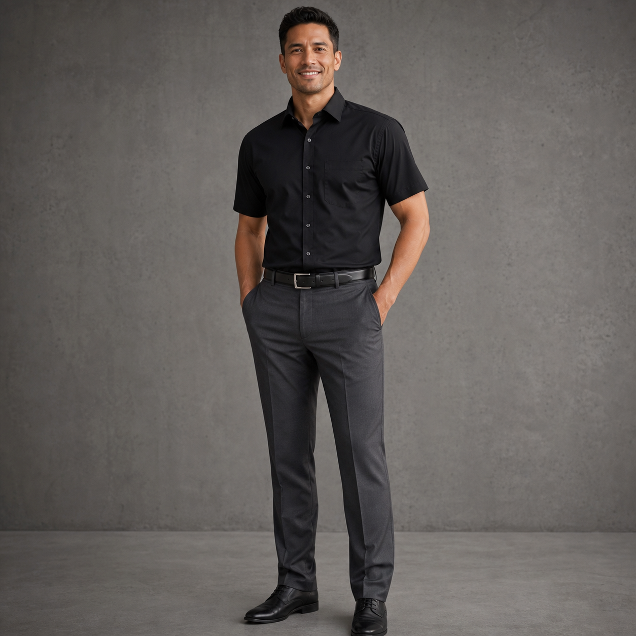 S10512 Base Men’s Short Sleeve Business Shirt in Black for corporate teams