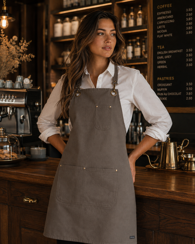 Brass Eyelet Canvas Apron with PU Strap