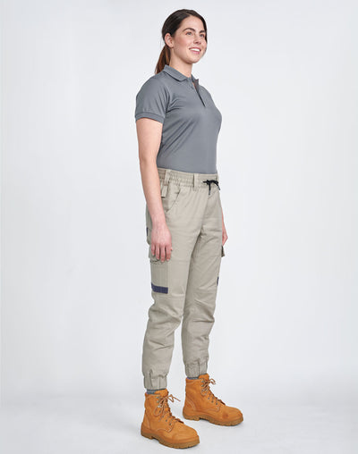 Womens Cotton Stretch Cuffed Work Pants