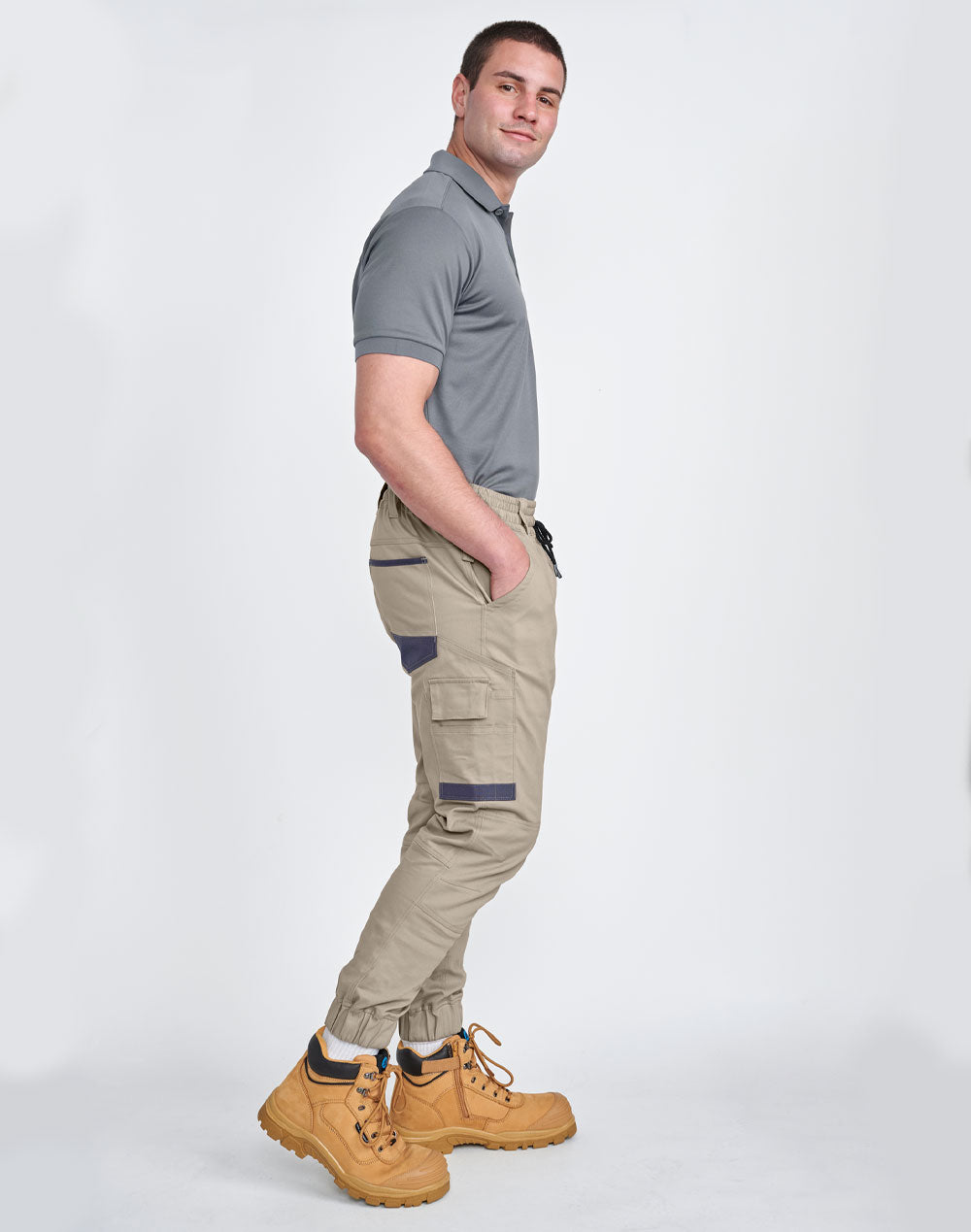 Womens Cotton Stretch Cuffed Work Pants