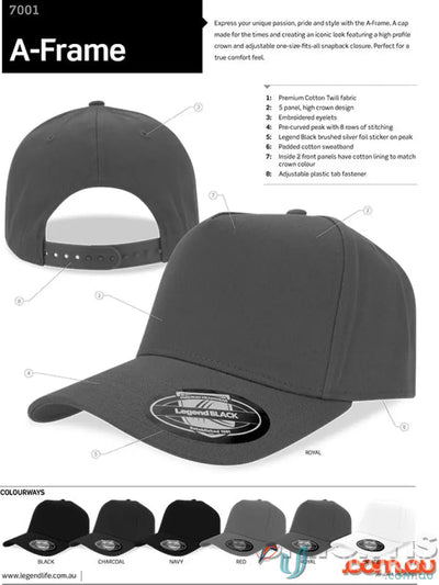 Gray A-Frame cap with adjustable closure featuring curved text design and centered layout