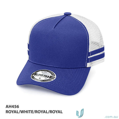 Royal blue and white trucker cap ideal for casual workwear and uniforms