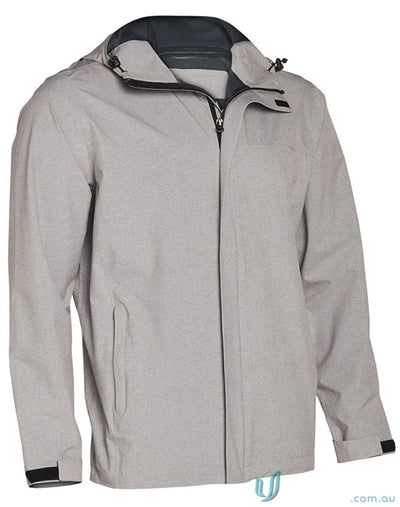 Light gray jk55 Absolute Waterproof jacket with black zipper and adjustable cuffs