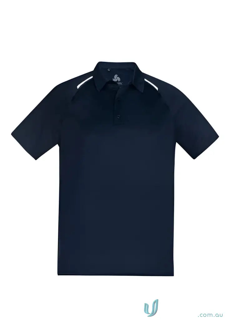 Cyber polo Navy blue Academy Polo with white shoulder stripes for biz cool™ style