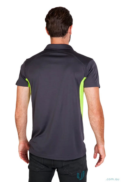 Gray and lime green Accelerator Polo shirt great for uniforms and workwear style