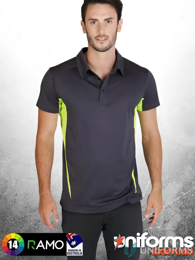 Gray and lime green Accelerator Polo shirt ideal for uniforms and workwear options