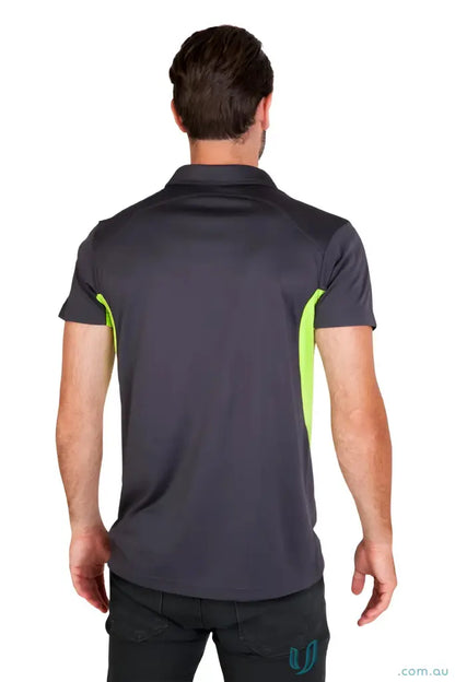 Gray and lime green Accelerator Polo shirt great for uniforms and workwear style