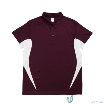 Maroon and white Accelerator Polo shirt ideal for uniforms and workwear styles