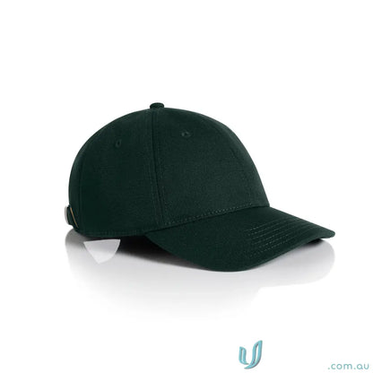 Dark green canvas cap with curved peak and metal buckle, part of Access Canvas Cap series