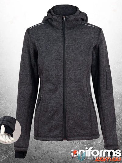 Gray hooded zip-up jacket from jk41 Acland Jacket collection, perfect for winning spirit acland in coral fleece style
