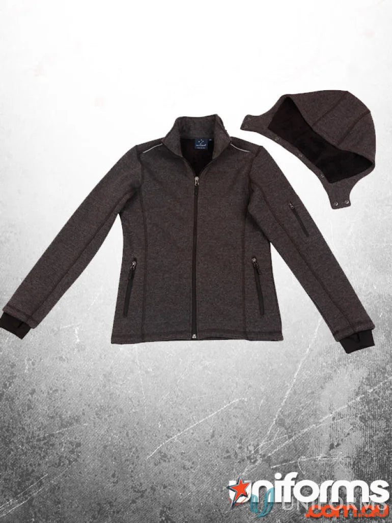 Gray zip-up Acland Jacket with detachable hood and coral fleece lining, perfect for jk41 acland jacket fans