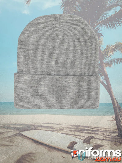 Grey marle acrylic beanie perfect for uniforms and casual wear