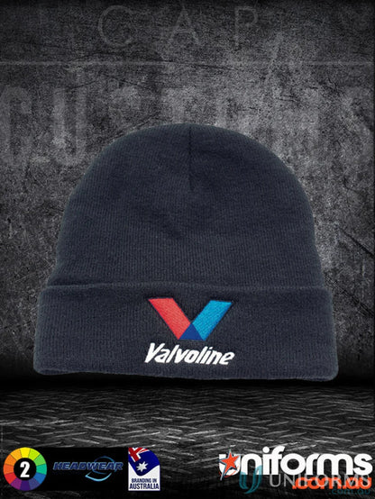 Dark knit Valvoline acrylic beanie with Thinsulate lining perfect for uniforms