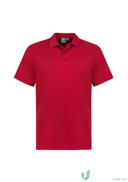 Red short-sleeved polo shirt from the Action Polo collection with Biz Cool Technology and recycled PET polyester