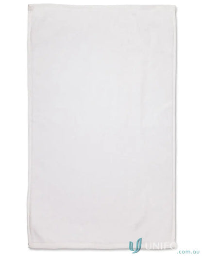 White rectangular tw01 active towel with dobby border and velour finish for a soft feel