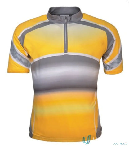 Yellow and gray short-sleeved adult cycle jersey with reflective trim CT1465 adult cycle