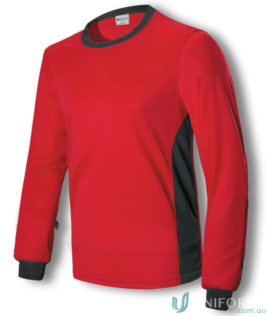 Red and black long-sleeved goal keeper jersey for adult goalkeeper, perfect keeper jersey