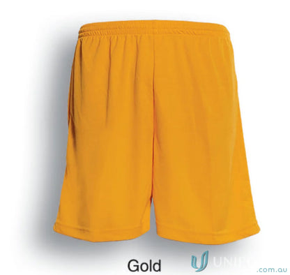 Gold athletic shorts perfect for adult soccer players and soccer shorts fans