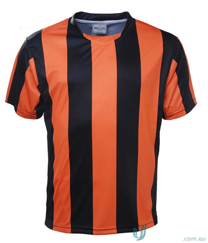 Black and orange striped football jersey for adults, perfect striped football jersey option