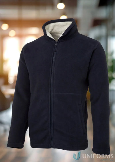 Navy fleece jacket from JBs Adults Shepherd featuring 450gsm bonded microfleece